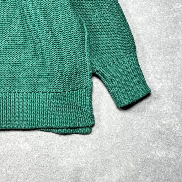 Free People Sweater Sz XL Green Alli V-Neck Heavy Knit  Mountain View Oversized - Picture 4 of 10